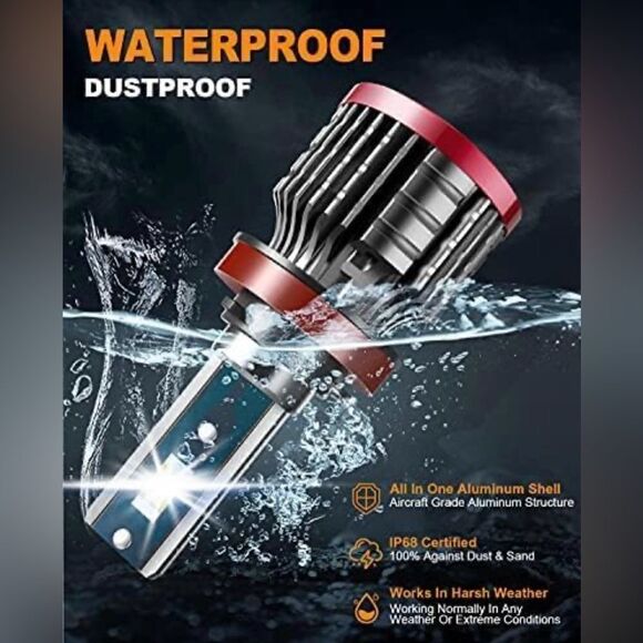 FITMOTORS H11/H8/H9 9005/HB3 LED Bulbs 160W 32000 Lumens Bright Pack Of 4 NIB - Picture 7 of 7